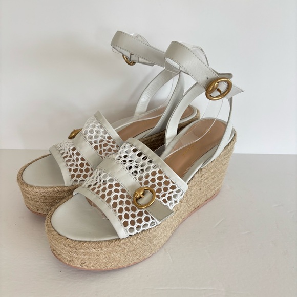 Gianvito Rossi White Leather Platform Espadrille Sandals 39